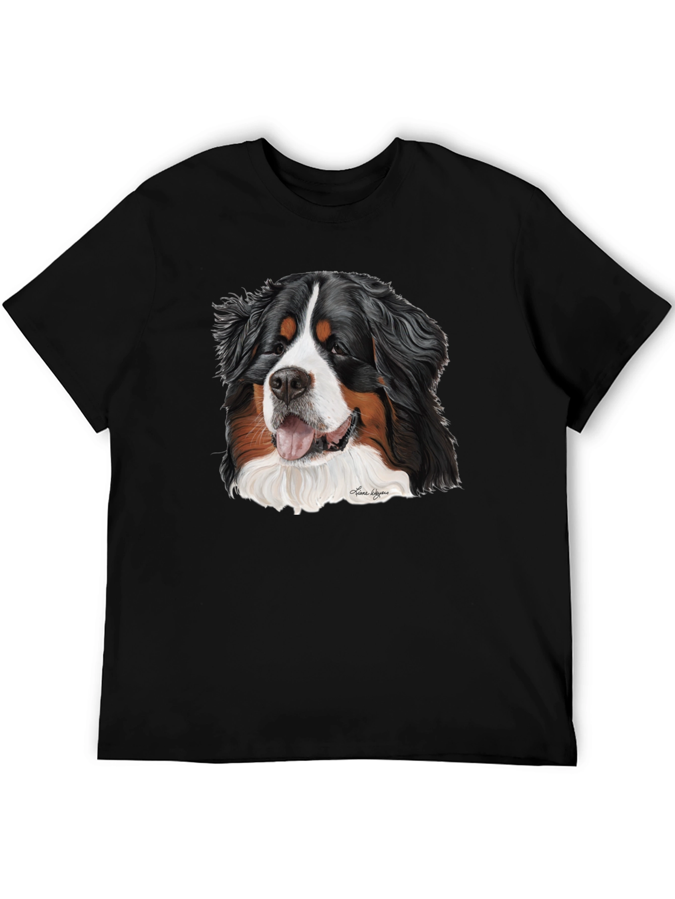 Bernese Mountain Dog Graphic Tee - Black Cotton Blend