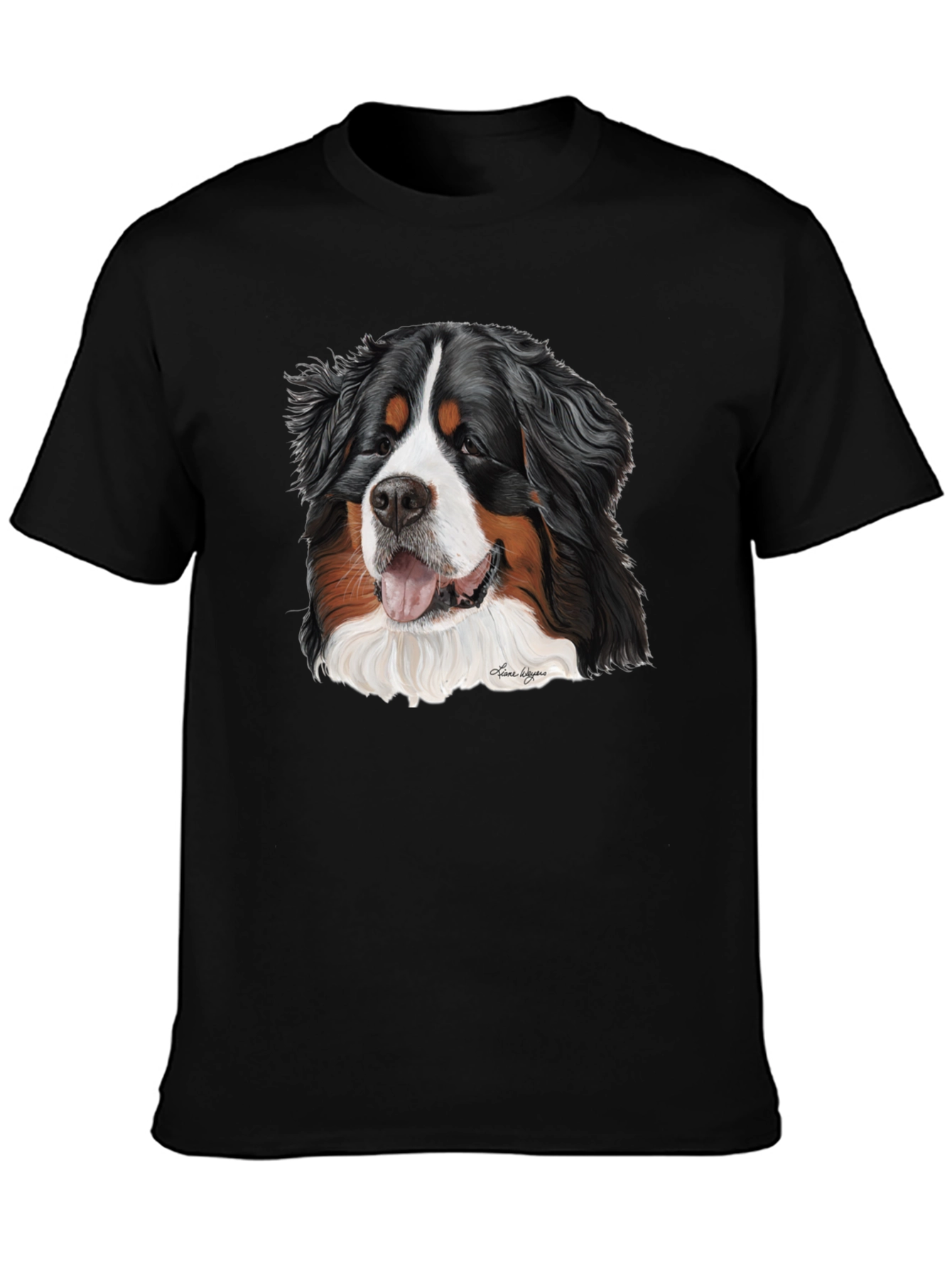 Bernese Mountain Dog Graphic Tee - Black Cotton Blend