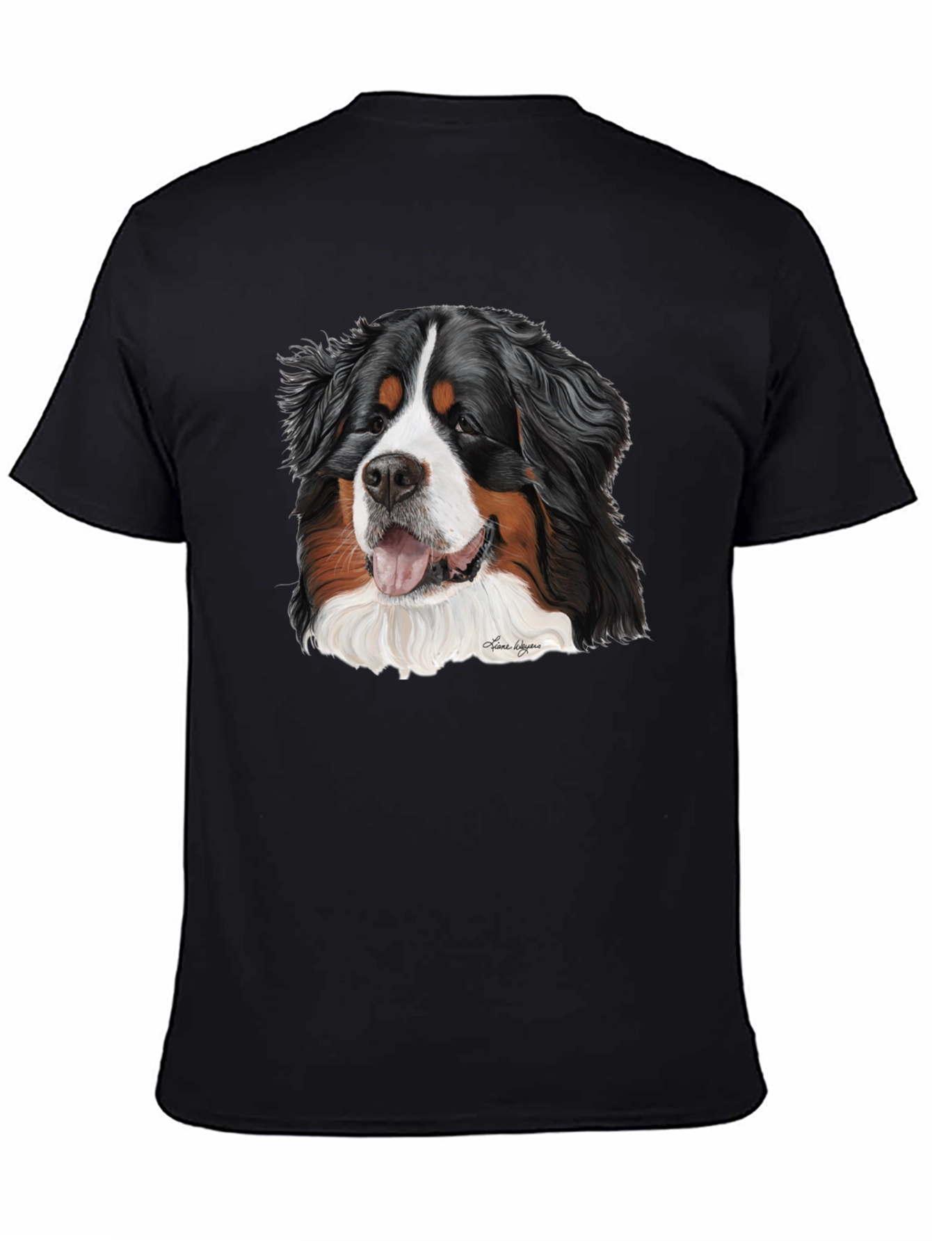 Bernese Mountain Dog Graphic Tee - Black Cotton Blend