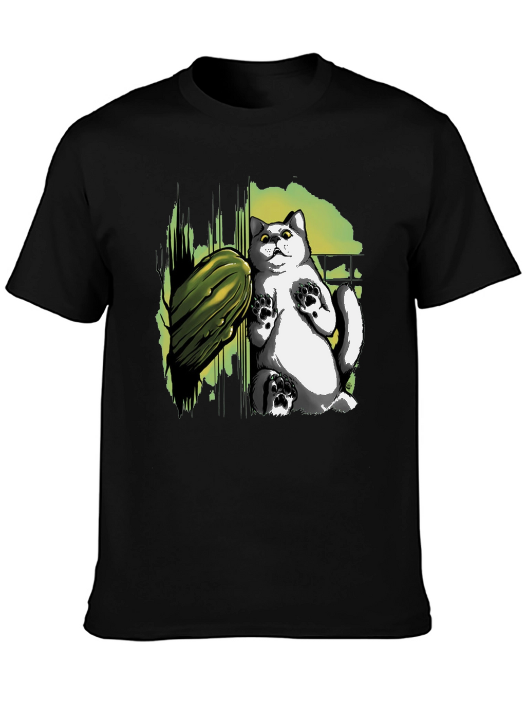 Cat and Zucchini Graphic Tee - Black