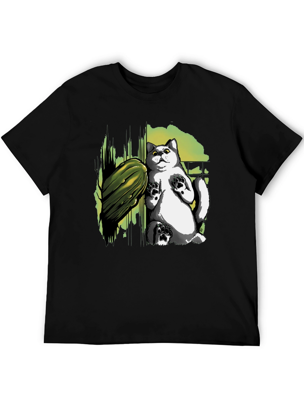 Cat and Zucchini Graphic Tee - Black