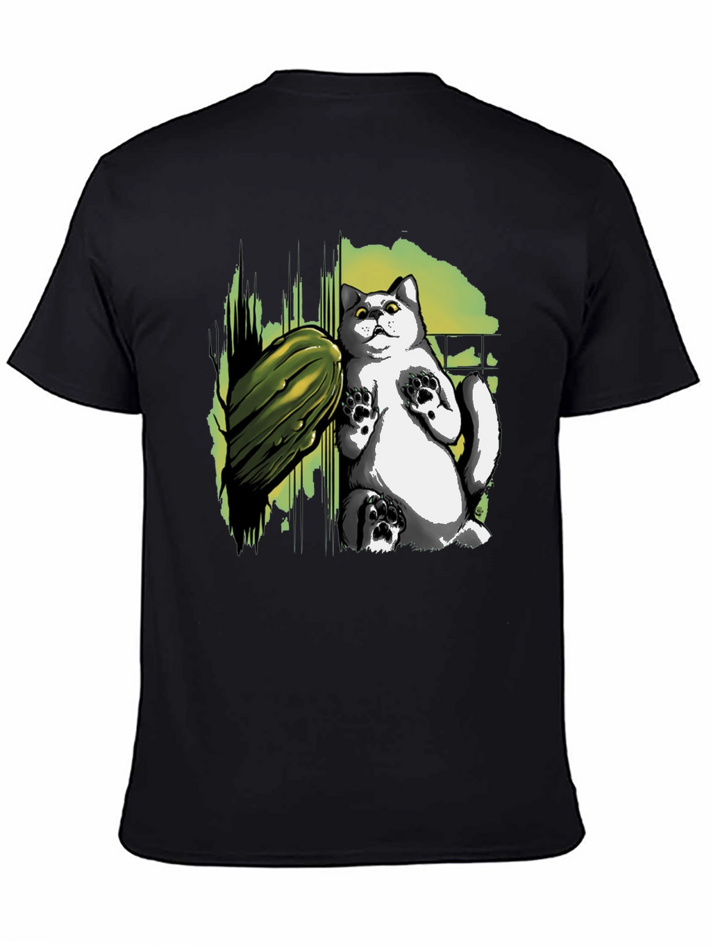 Cat and Zucchini Graphic Tee - Black