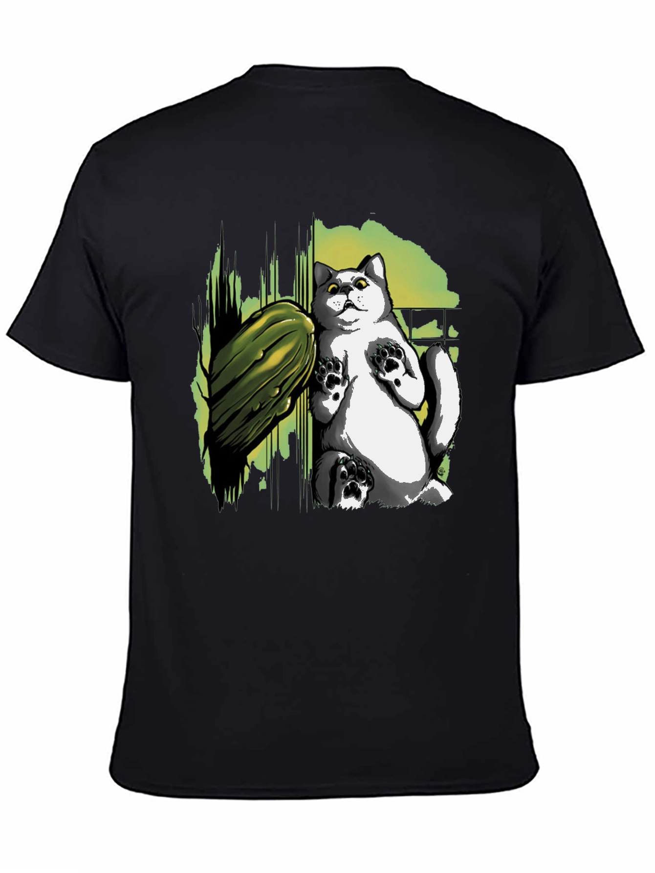 Cat and Zucchini Graphic Tee - Black