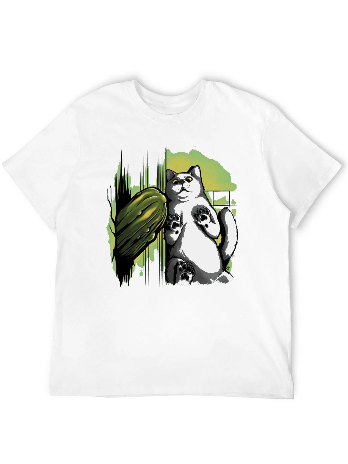 Cat and Zucchini Graphic Tee - Black