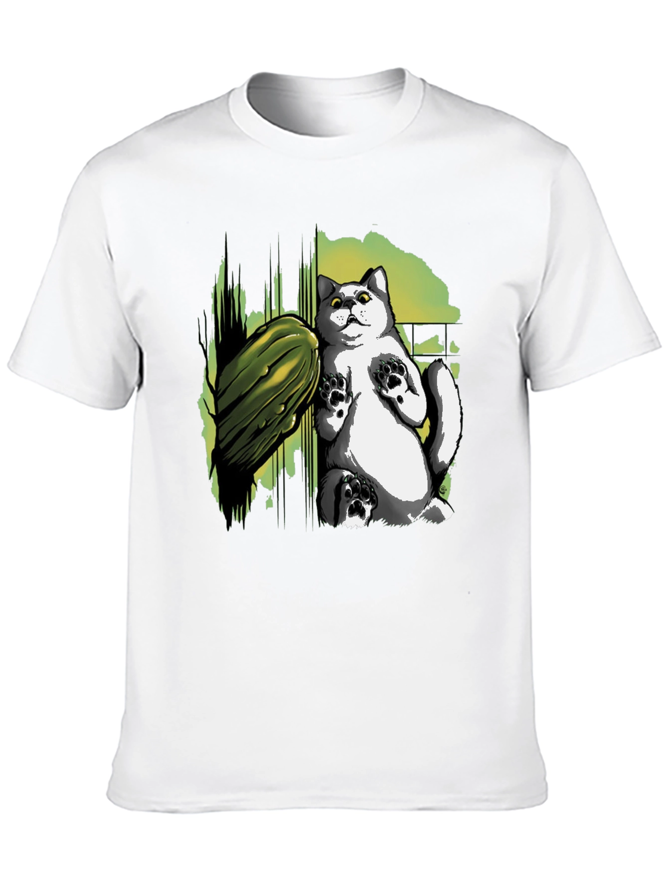 Cat and Zucchini Graphic Tee - Black