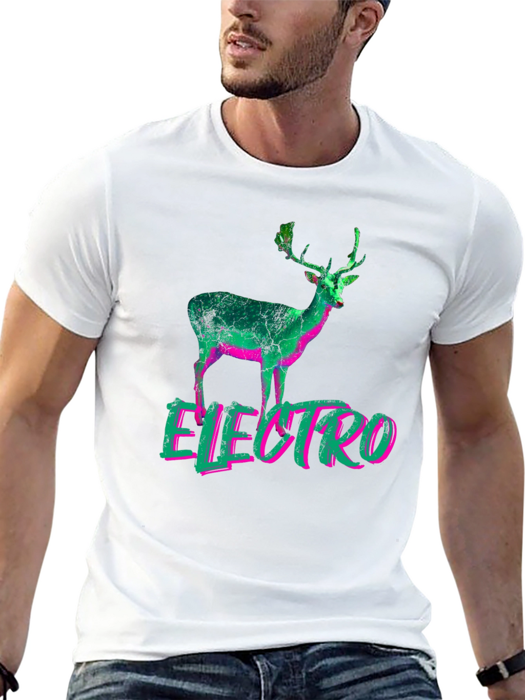Electro Deer Graphic Black T-Shirt