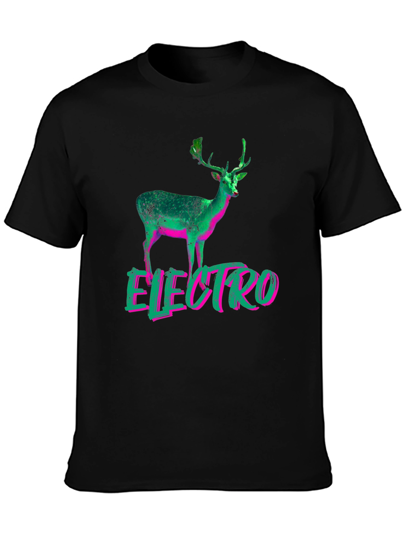 Electro Deer Graphic Black T-Shirt