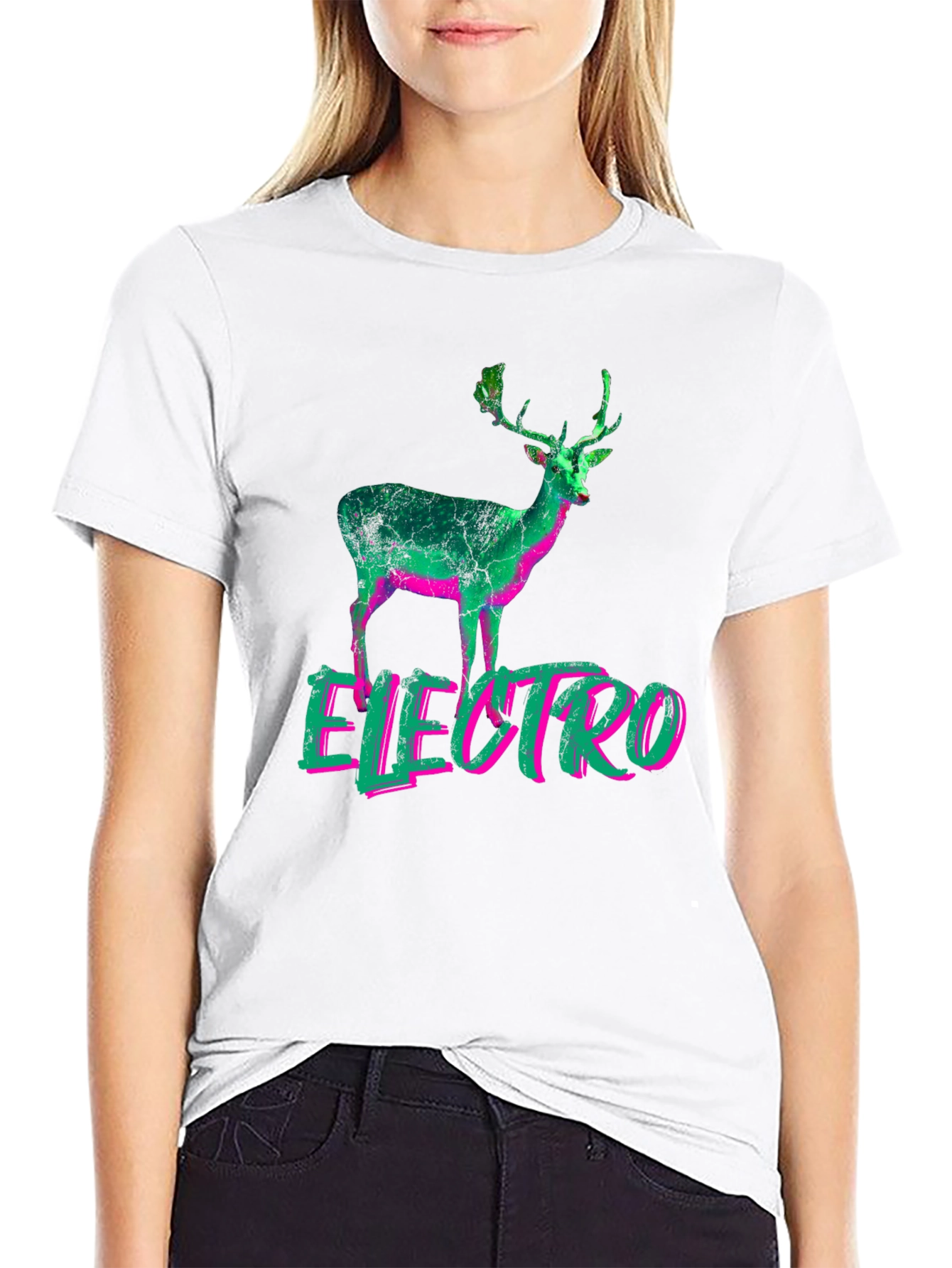 Electro Deer Graphic Black T-Shirt