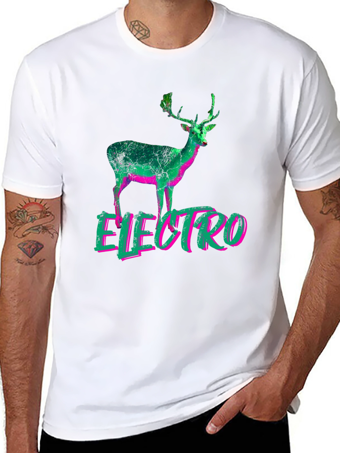 Electro Deer Graphic Black T-Shirt