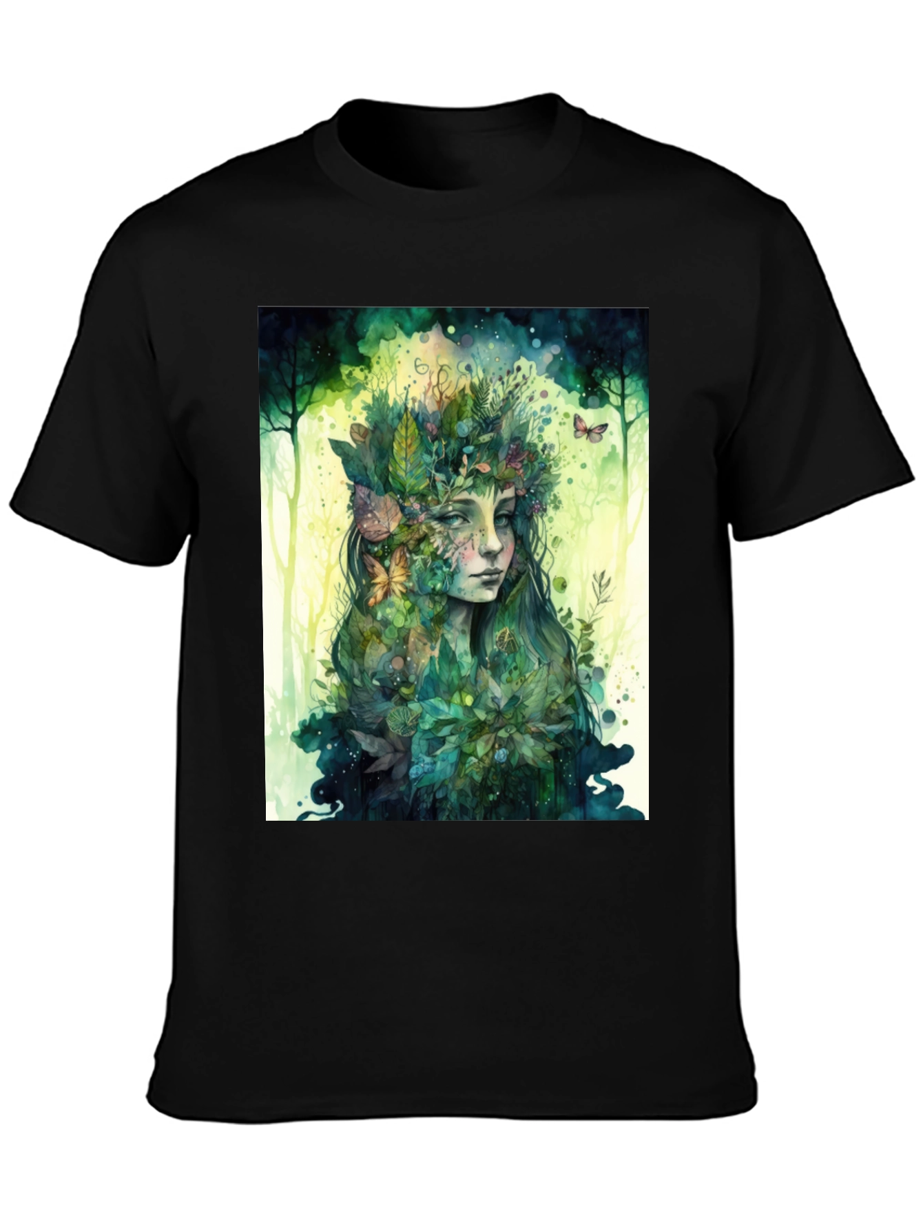 Nature Spirit Graphic Tee - Unisex Black Cotton Shirt