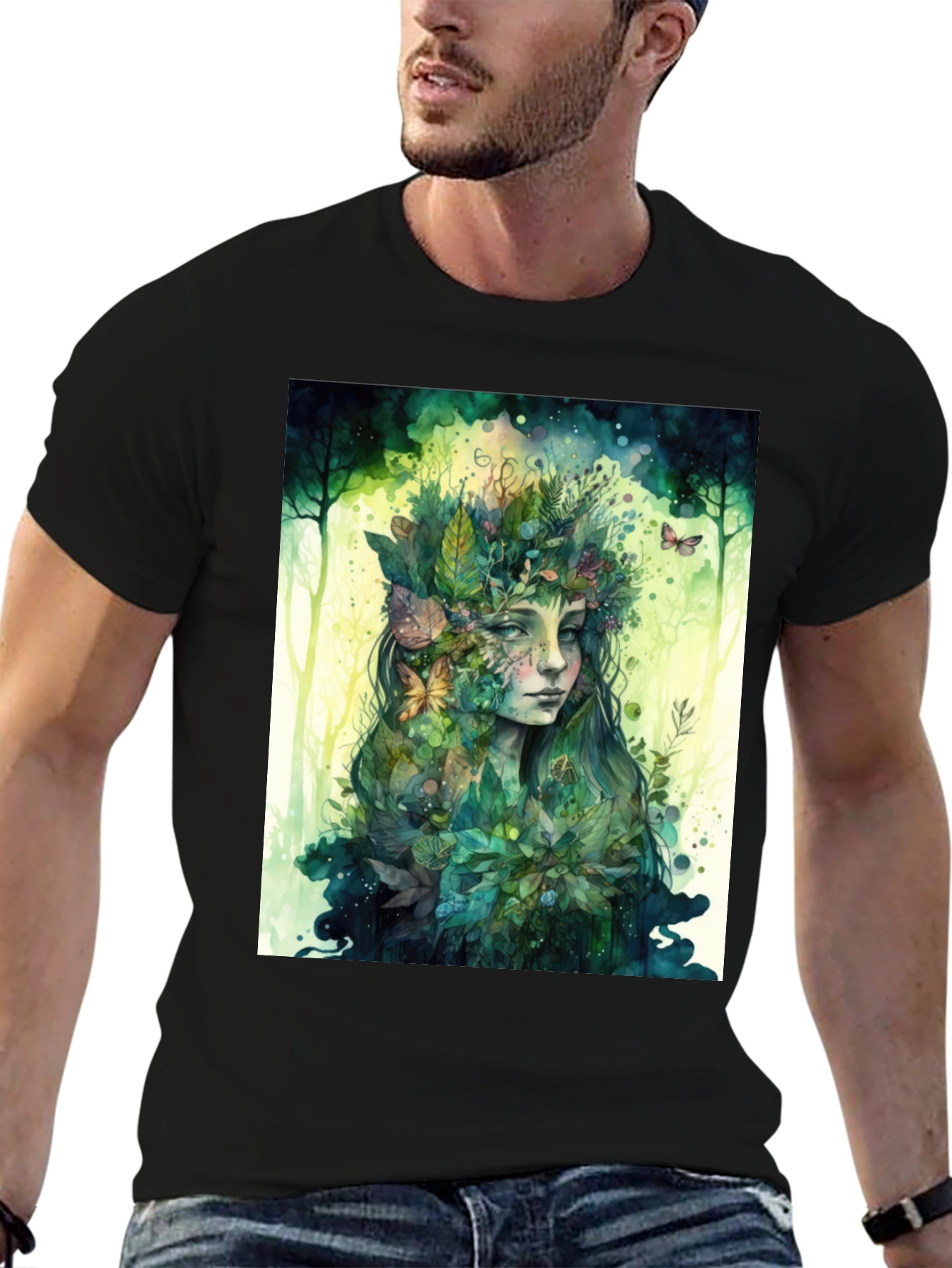 Nature Spirit Graphic Tee - Unisex Black Cotton Shirt