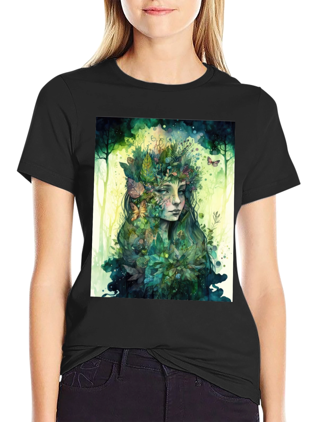 Nature Spirit Graphic Tee - Unisex Black Cotton Shirt