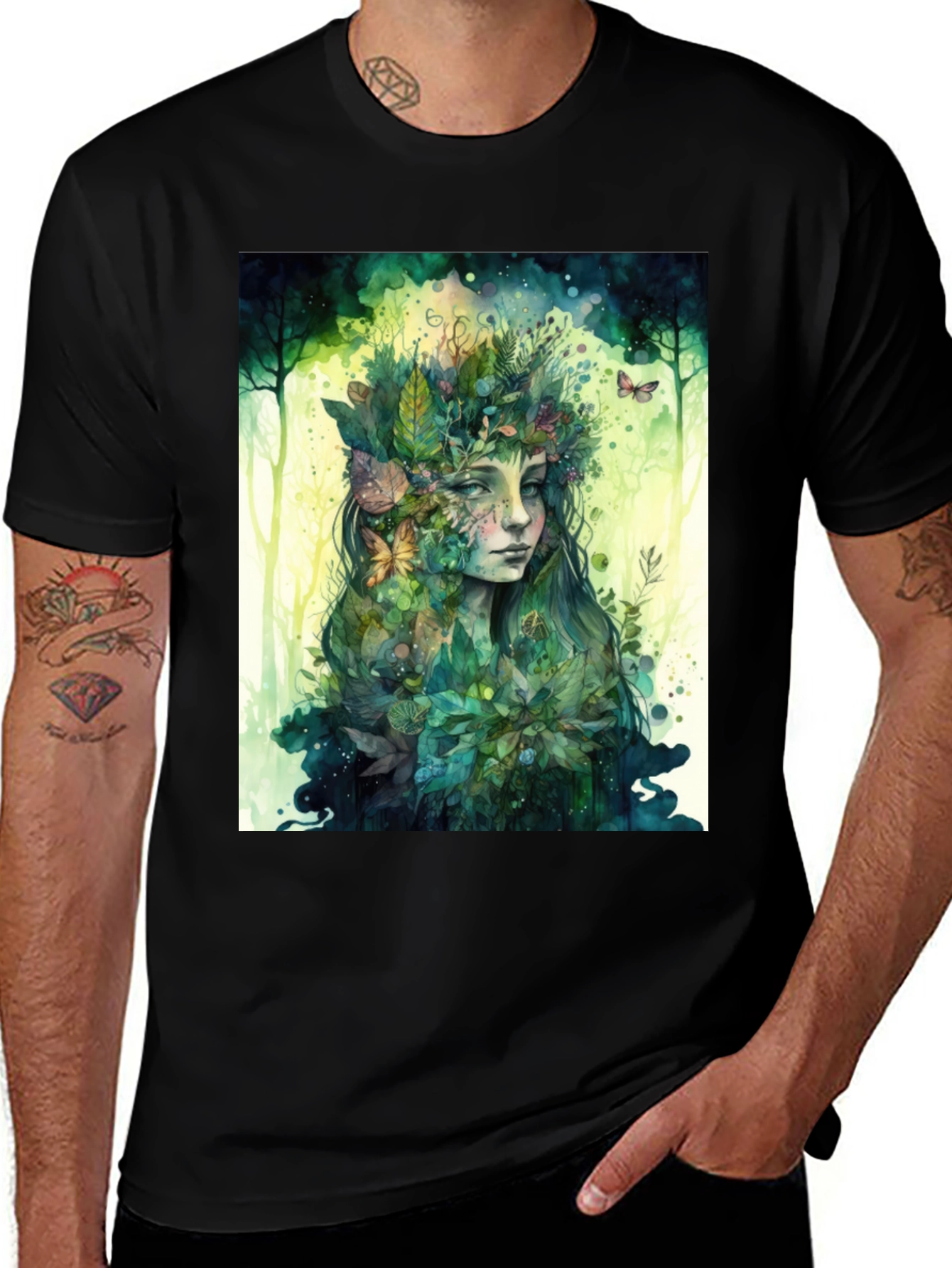 Nature Spirit Graphic Tee - Unisex Black Cotton Shirt