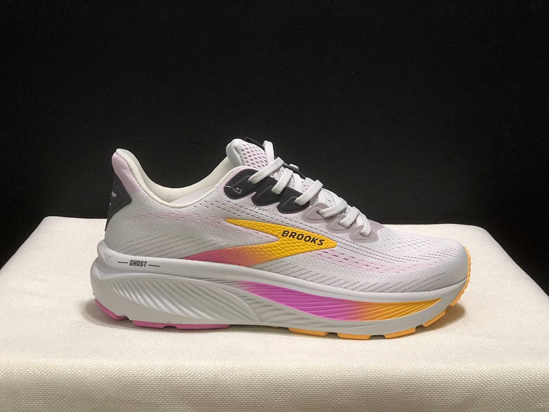 Brooks  Ghost 17 Neutral Road Running Shoes White Pink Yellow Gradient