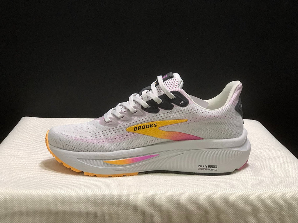 Brooks  Ghost 17 Neutral Road Running Shoes White Pink Yellow Gradient