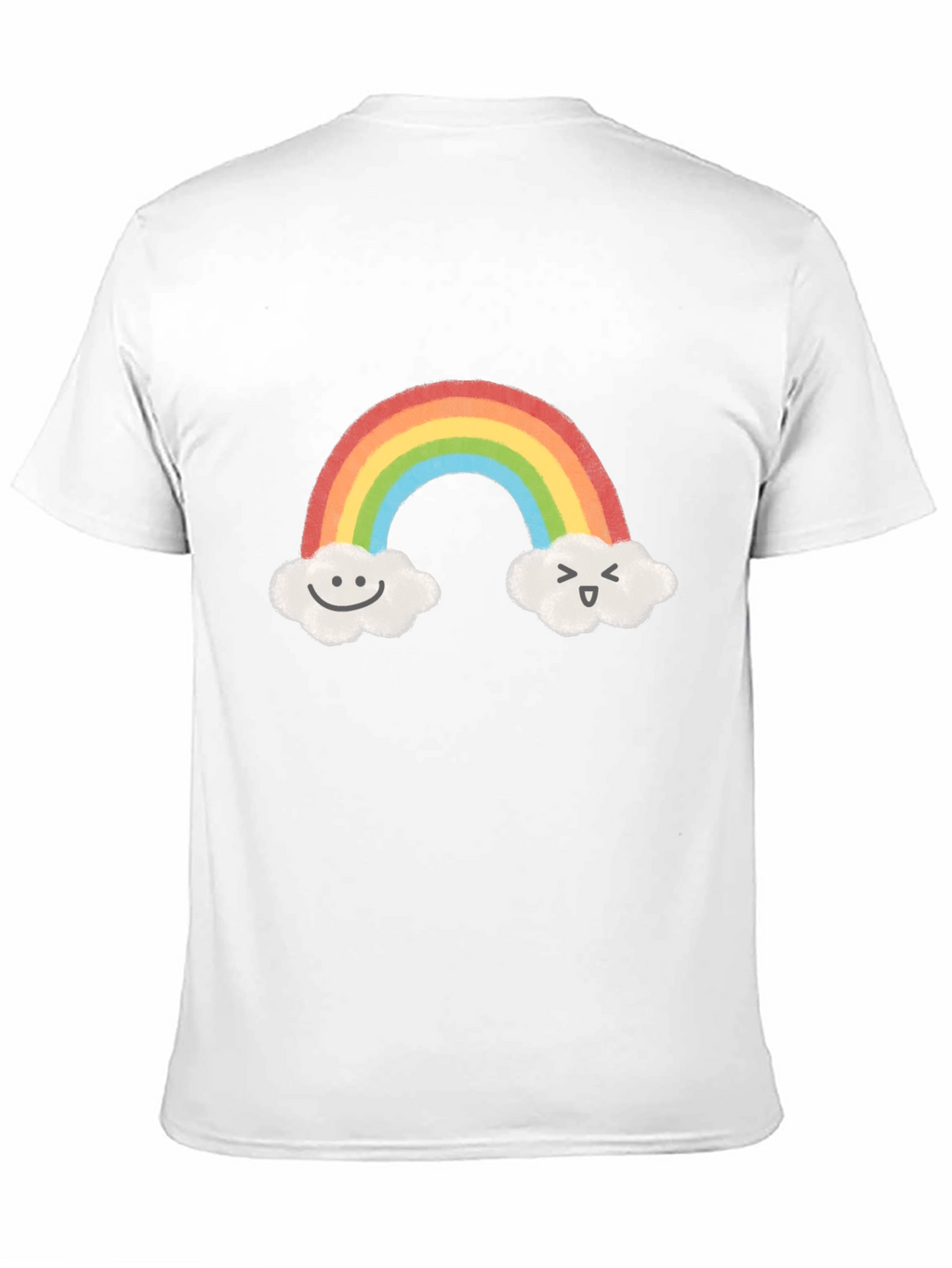 Cute Rainbow & Cloud Graphic Black T-Shirt