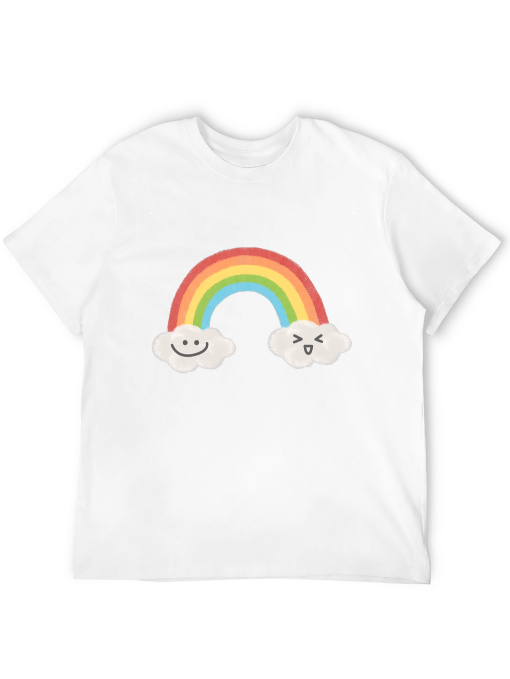 Cute Rainbow & Cloud Graphic Black T-Shirt