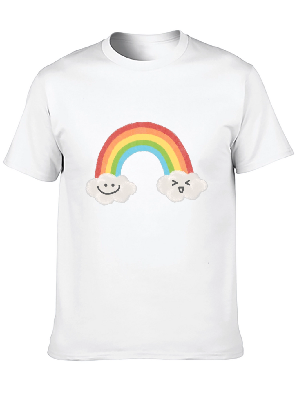 Cute Rainbow & Cloud Graphic Black T-Shirt