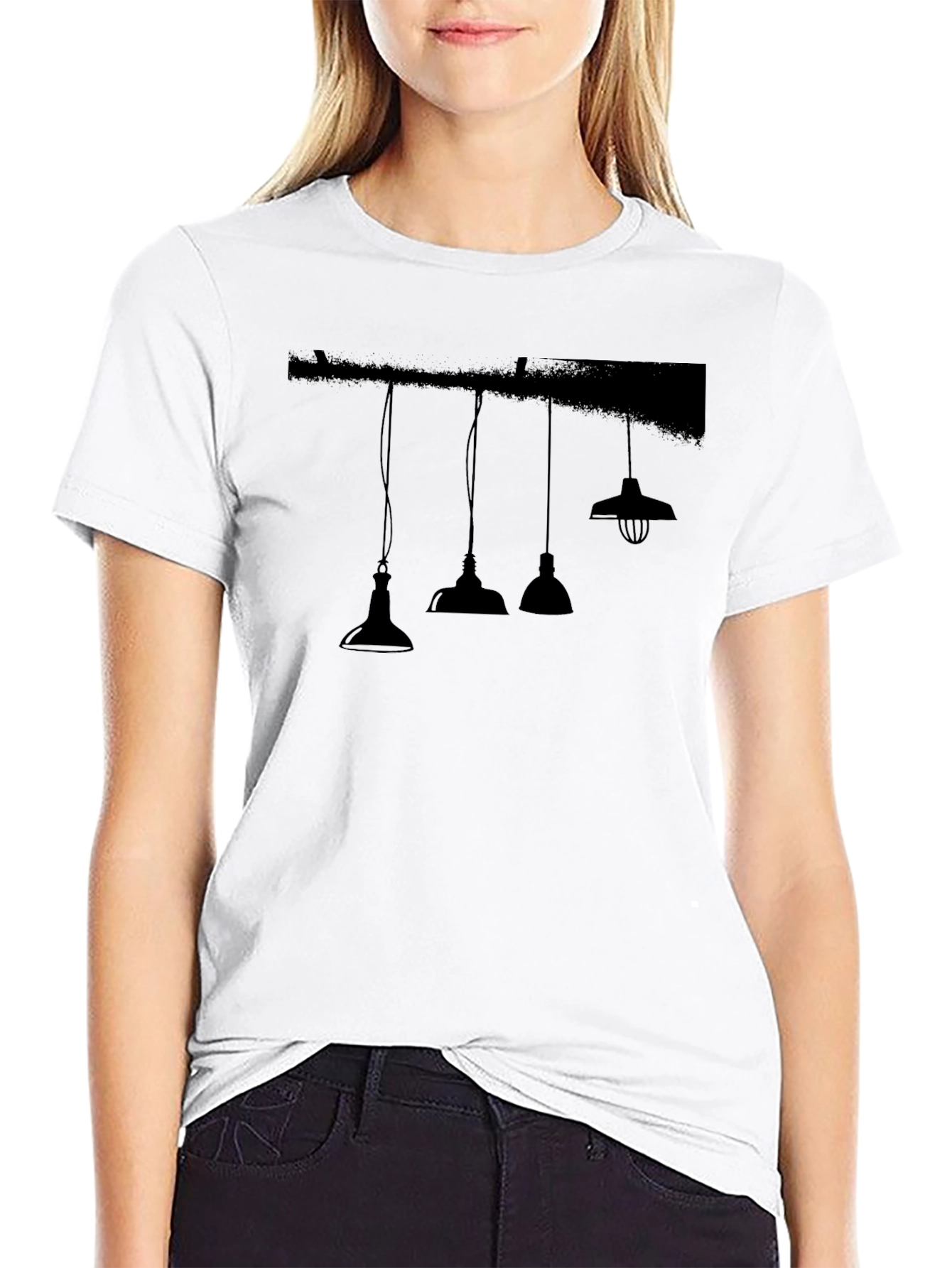 Modern Pendant Light Graphic Tee - Black Casual Shirt