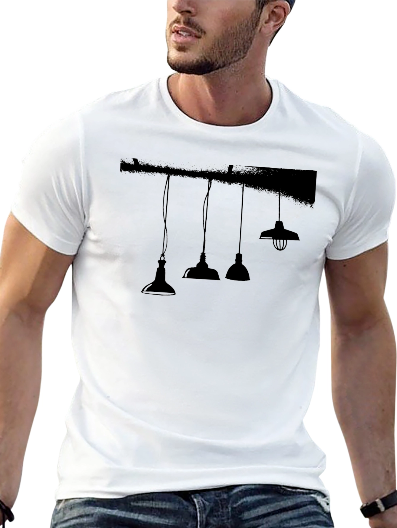 Modern Pendant Light Graphic Tee - Black Casual Shirt