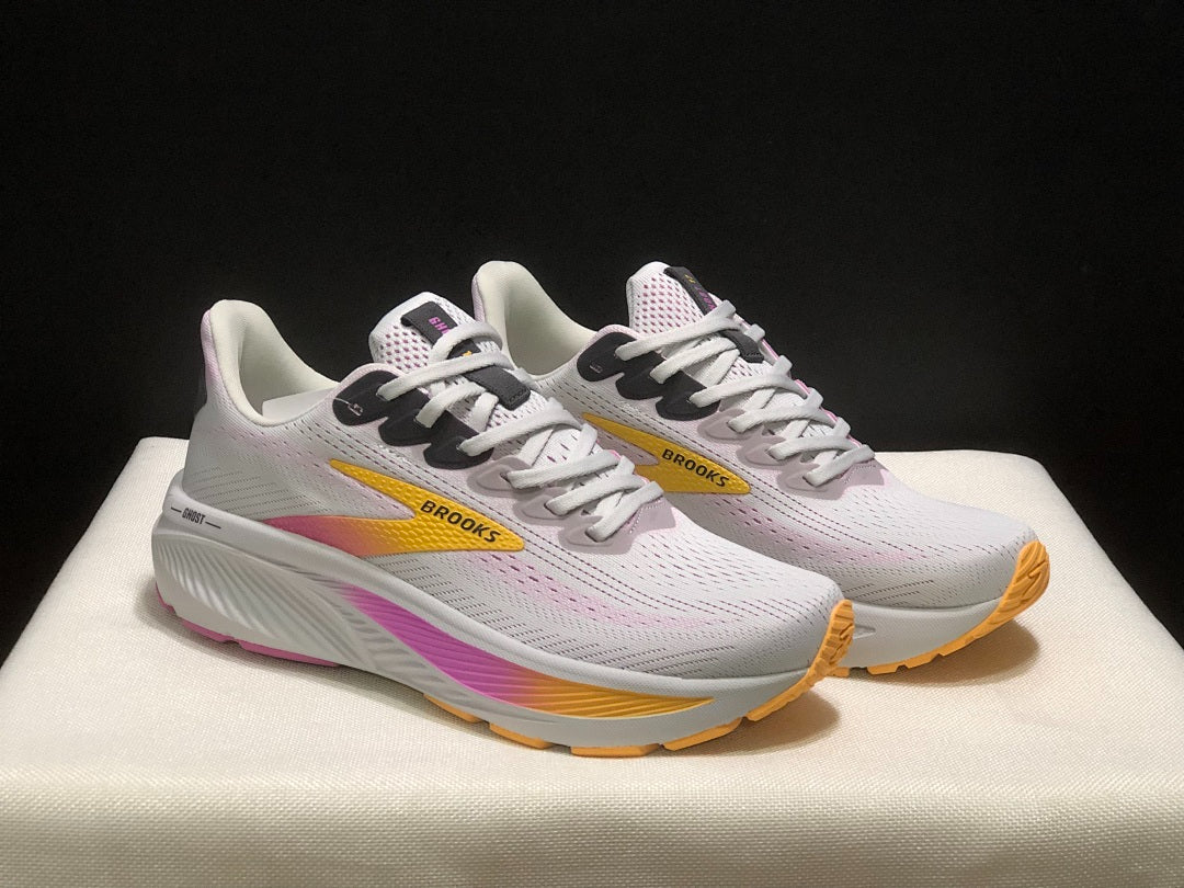 Brooks  Ghost 17 Neutral Road Running Shoes White Pink Yellow Gradient