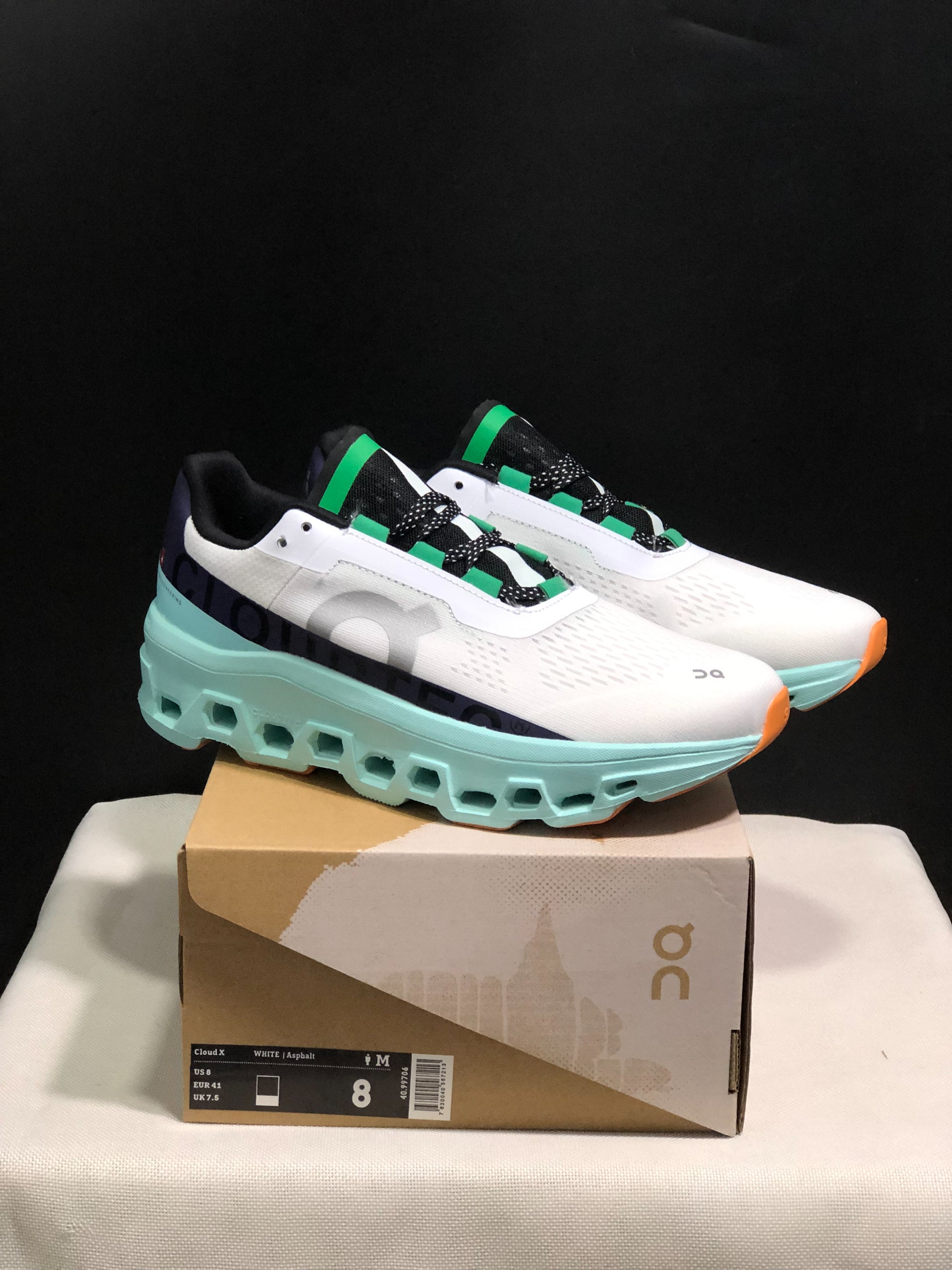 On Running Cloudmonster Sneakers White | Creek Green