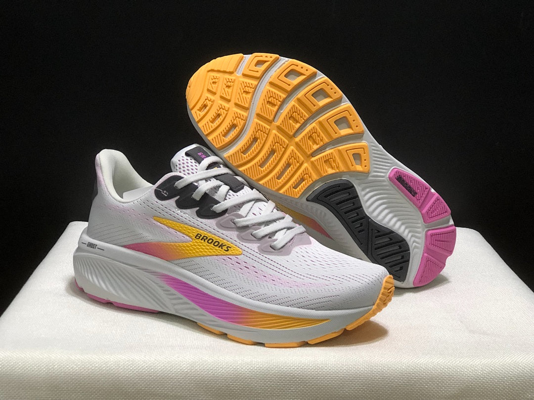 Brooks  Ghost 17 Neutral Road Running Shoes White Pink Yellow Gradient