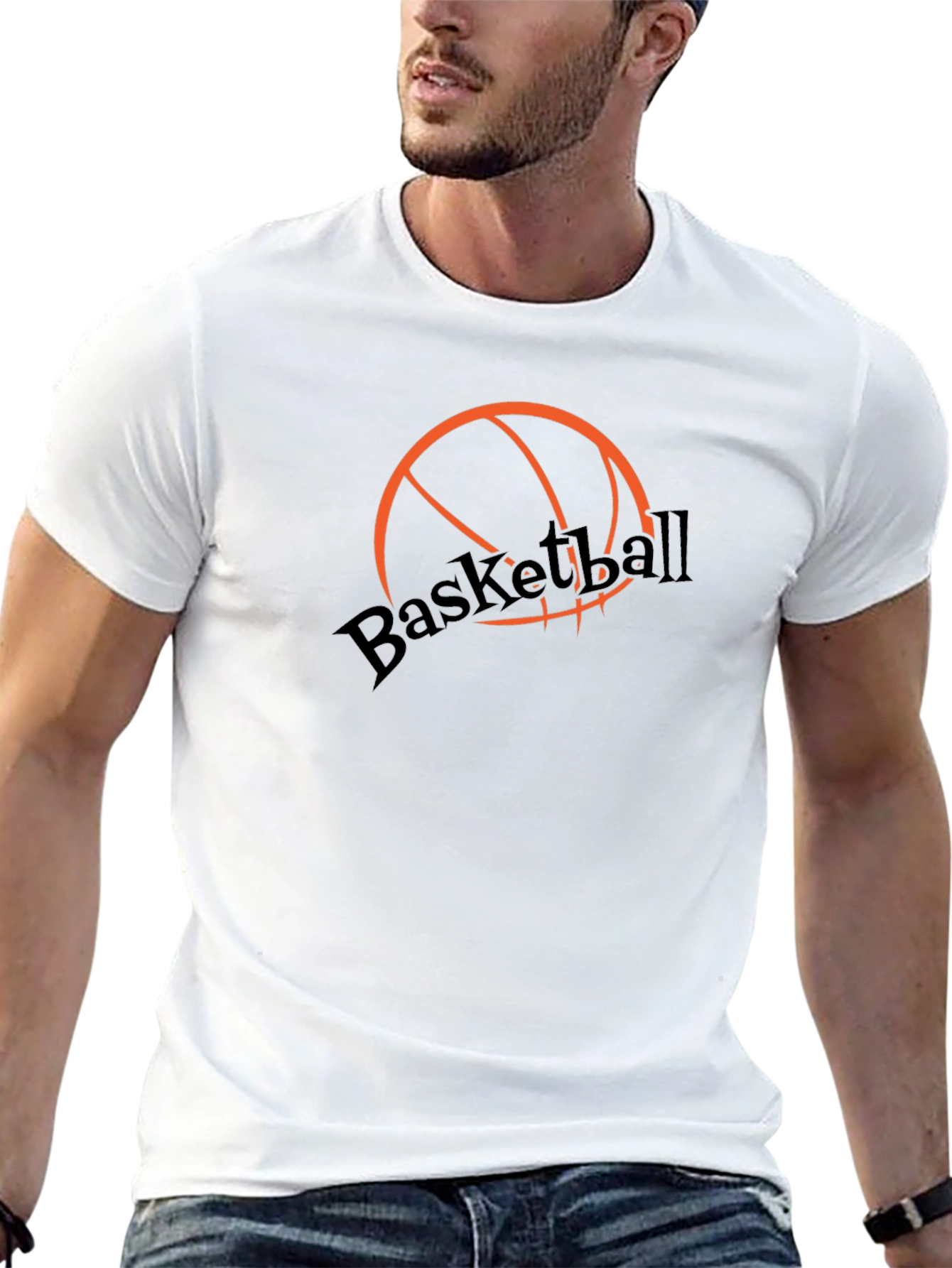 Basketball Graphic Tee - Stylish Black Cotton T-Shirt