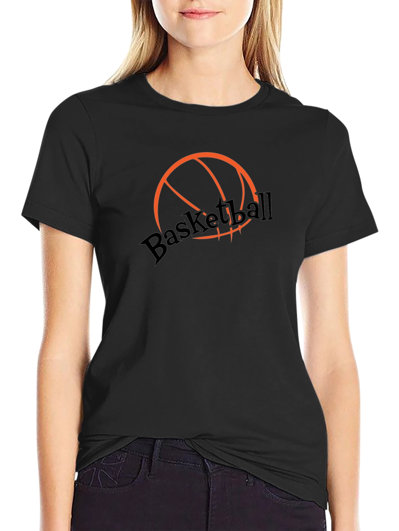 Basketball Graphic Tee - Stylish Black Cotton T-Shirt
