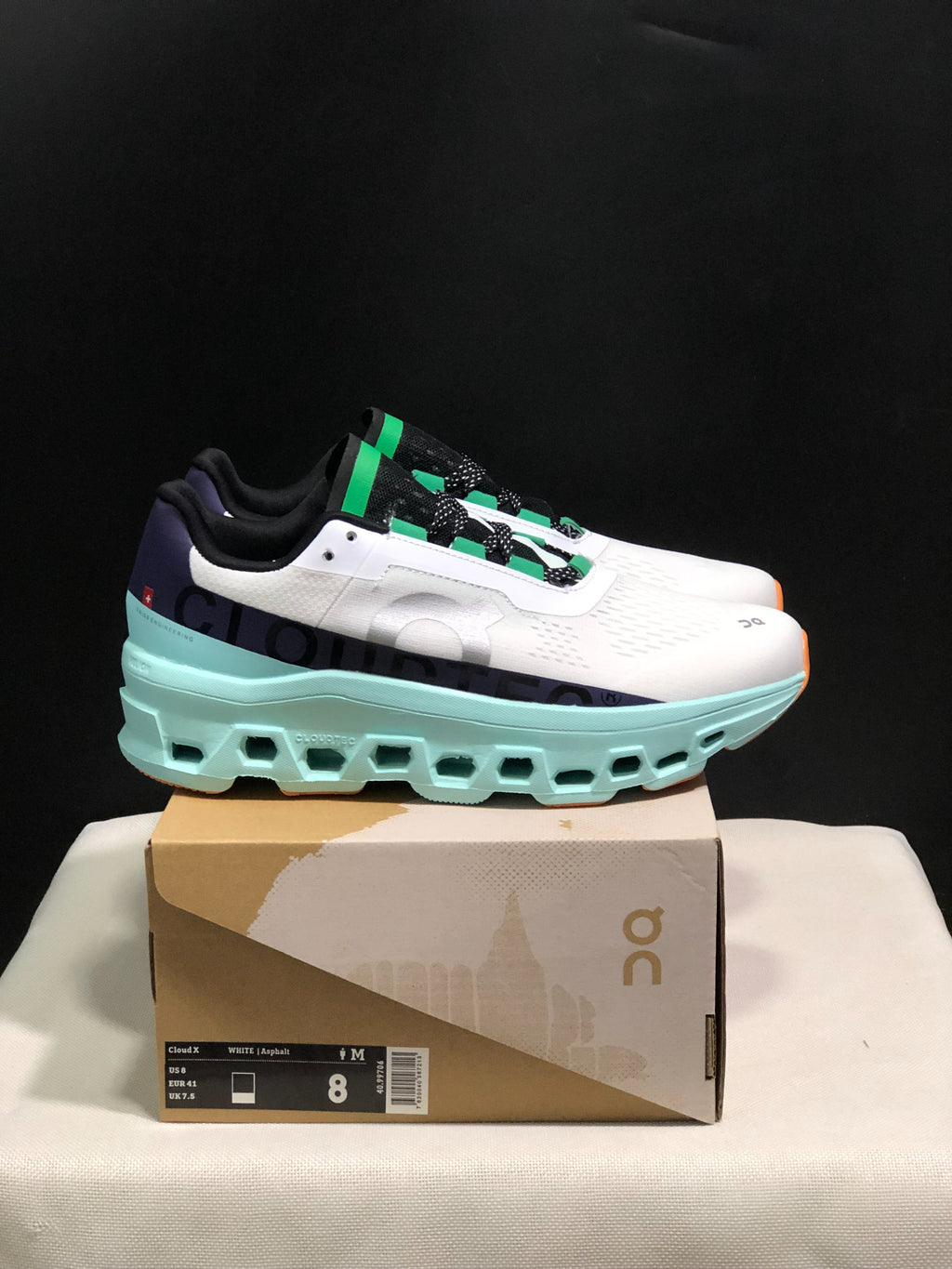 On Running Cloudmonster Sneakers White | Creek Green