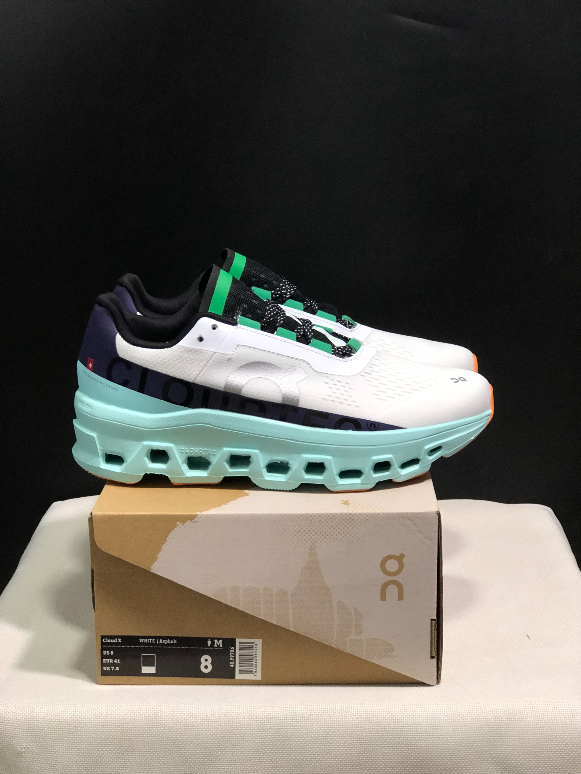 On Running Cloudmonster Sneakers White | Creek Green