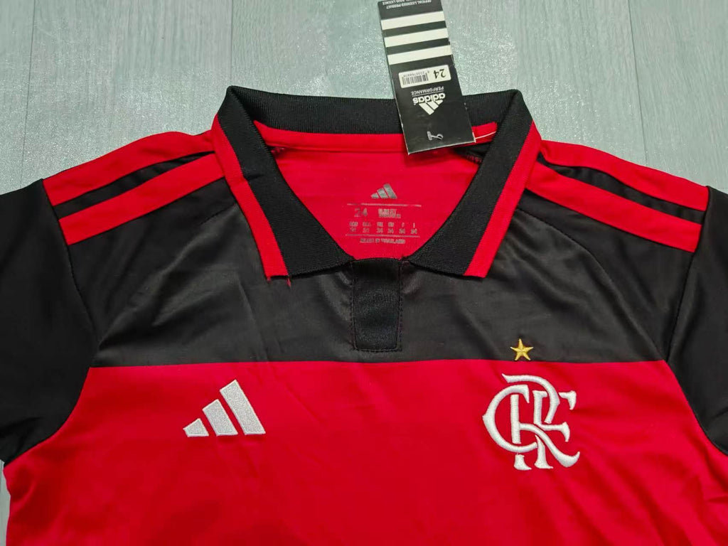 KIDS Flamengo Home Kit – Black/Red Horizontal Stripes