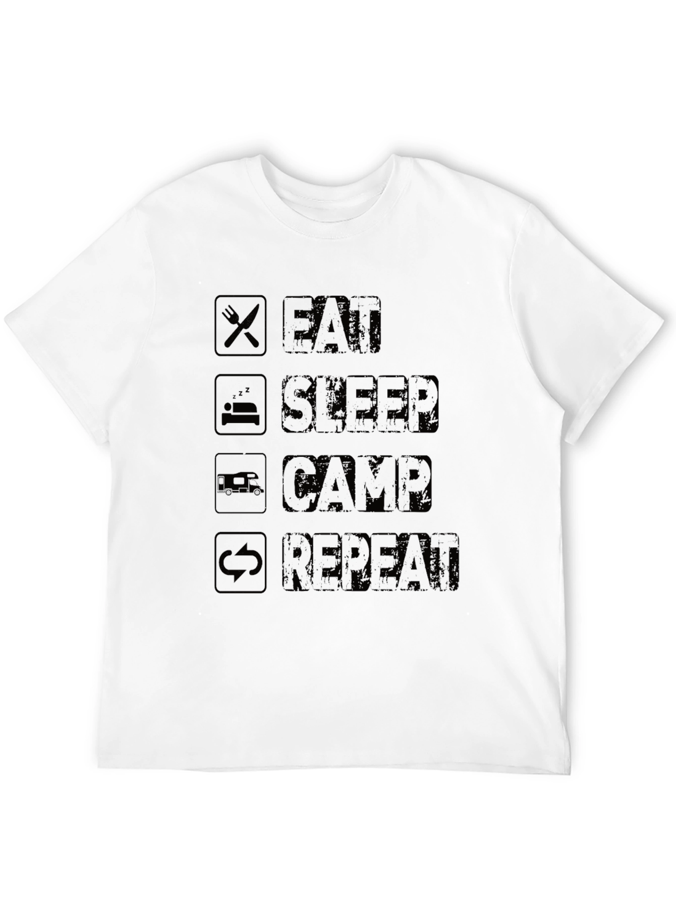 Eat Sleep Camp Repeat Black T-Shirt