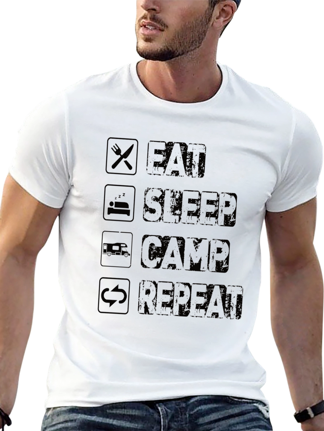Eat Sleep Camp Repeat Black T-Shirt