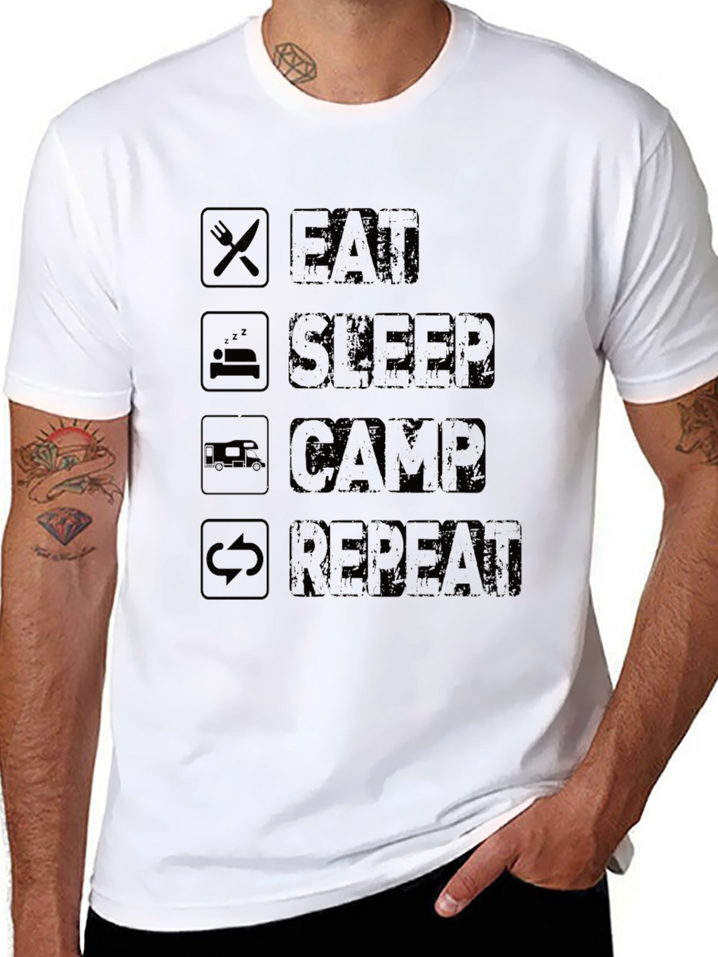 Eat Sleep Camp Repeat Black T-Shirt