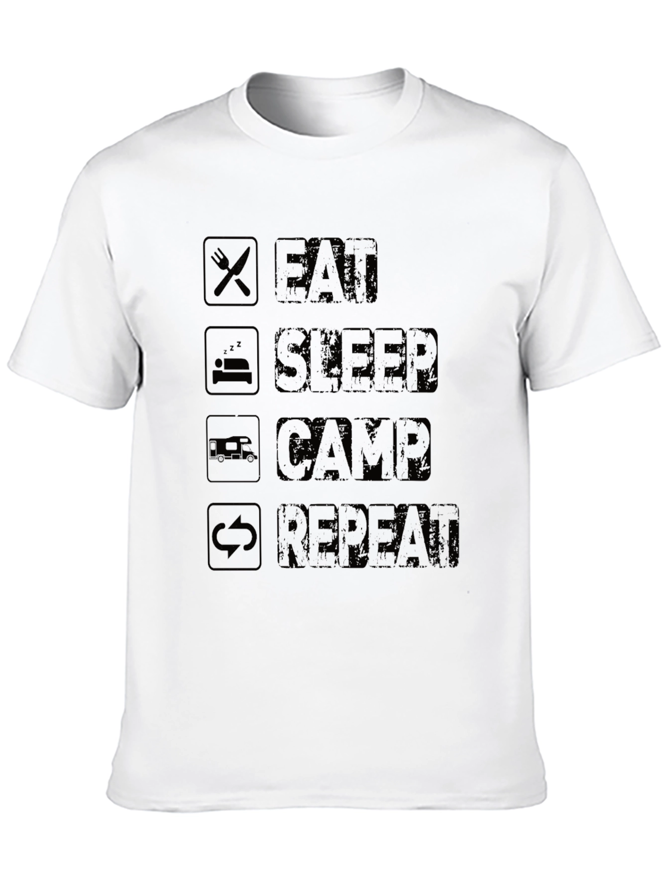Eat Sleep Camp Repeat Black T-Shirt