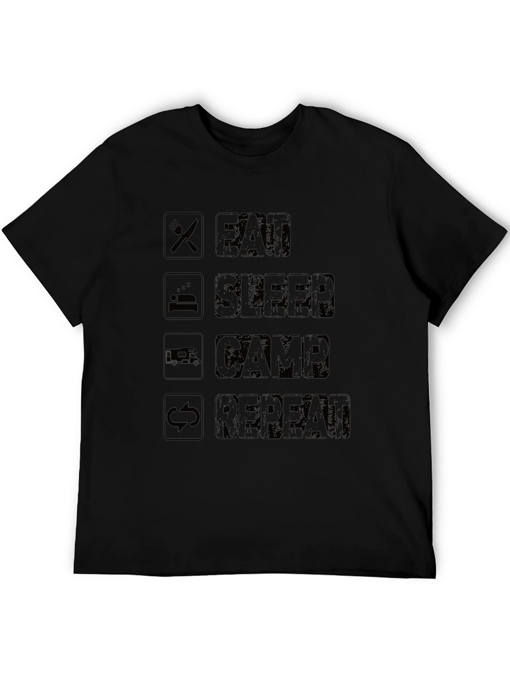 Eat Sleep Camp Repeat Black T-Shirt