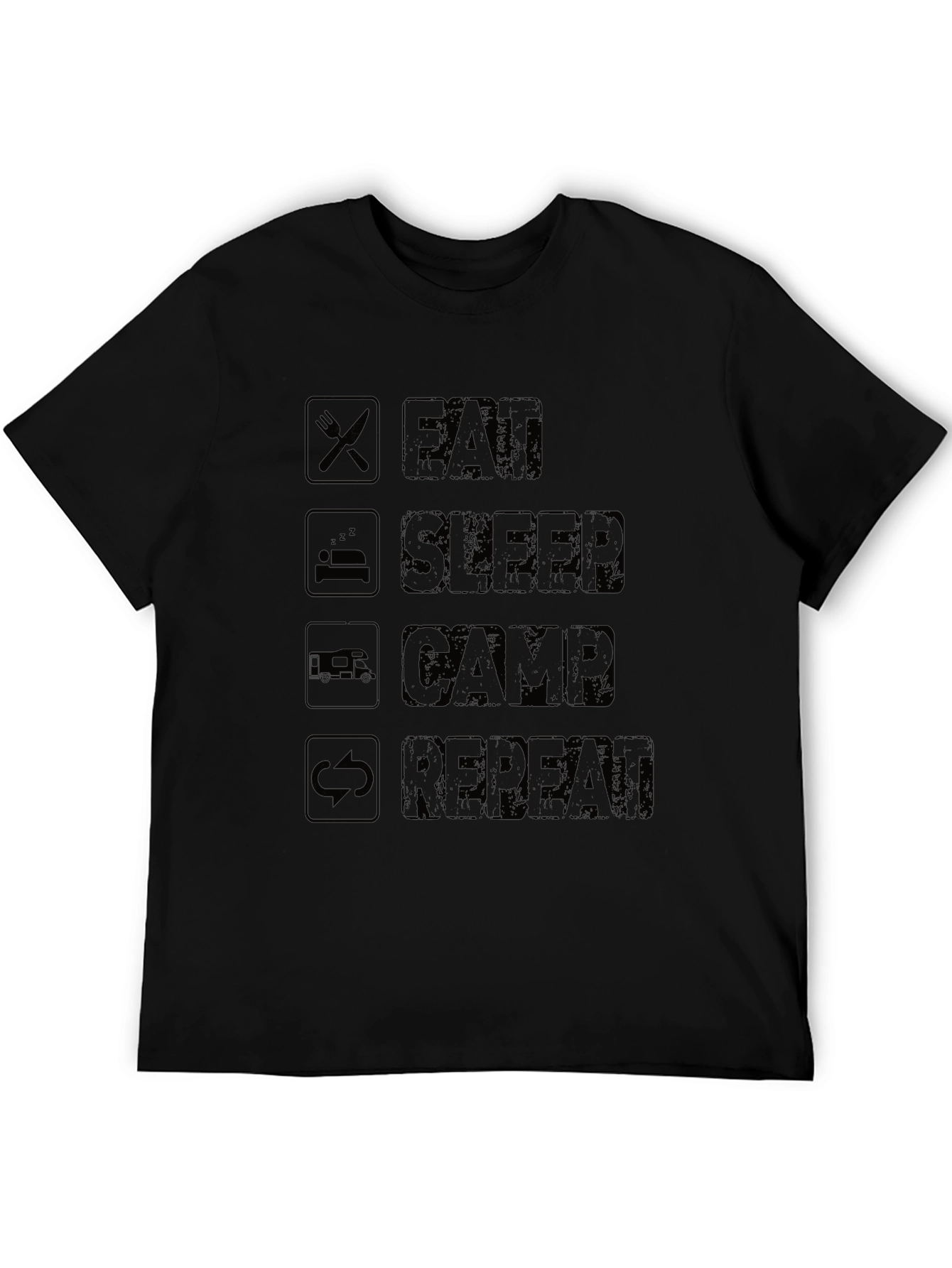 Eat Sleep Camp Repeat Black T-Shirt