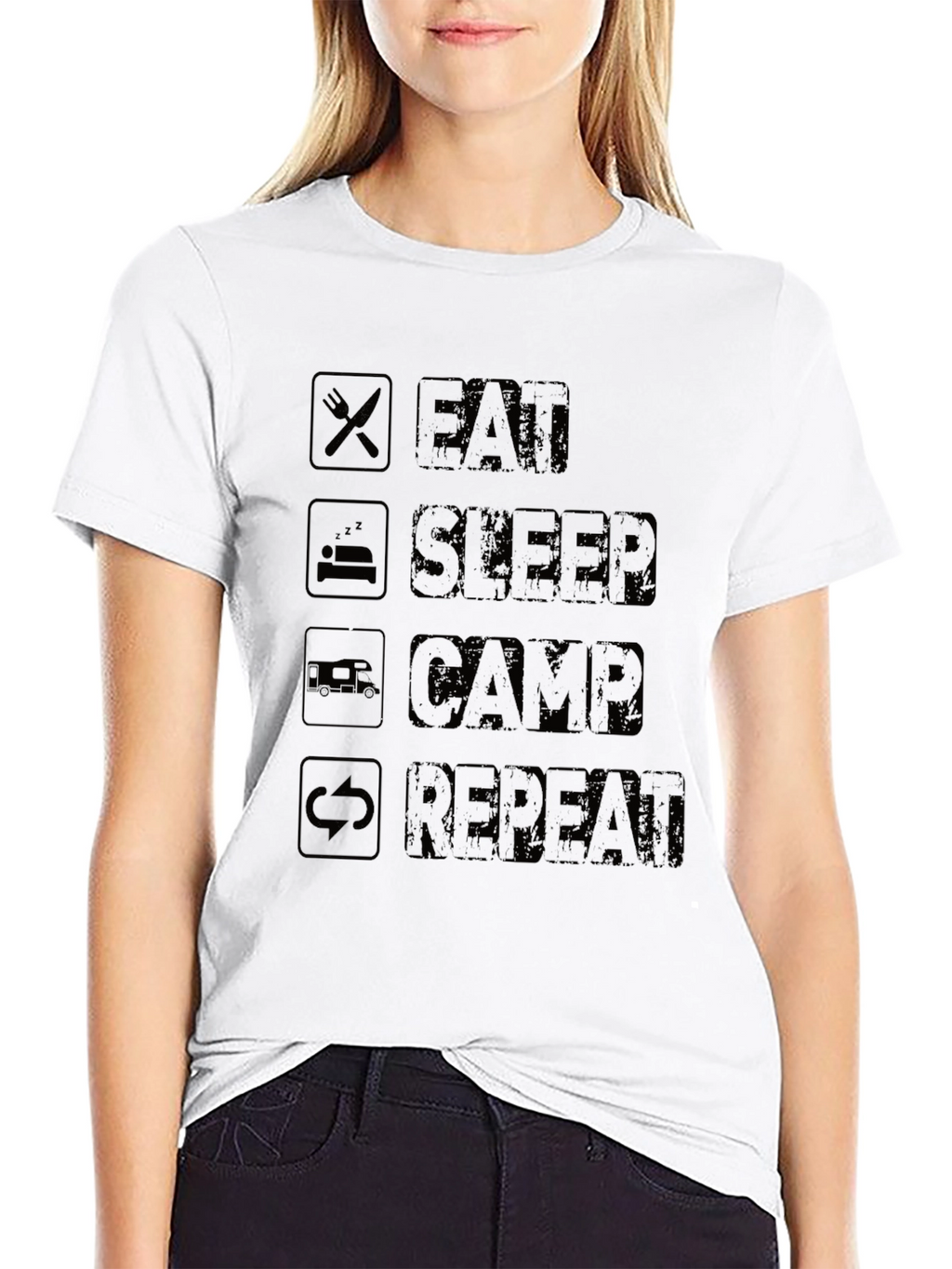Eat Sleep Camp Repeat Black T-Shirt