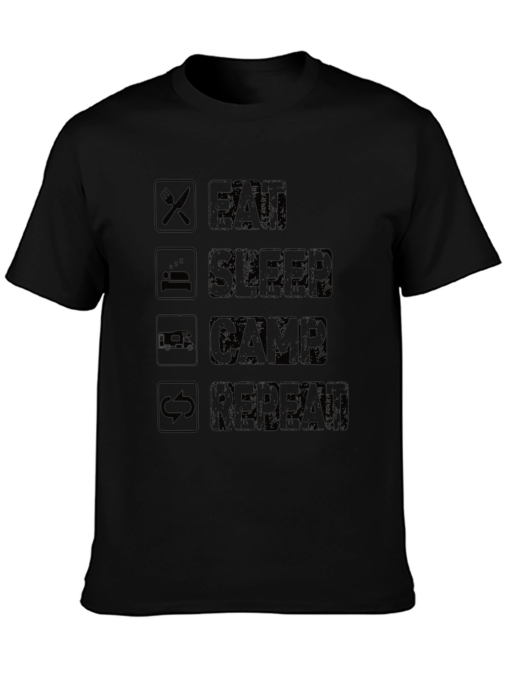Eat Sleep Camp Repeat Black T-Shirt
