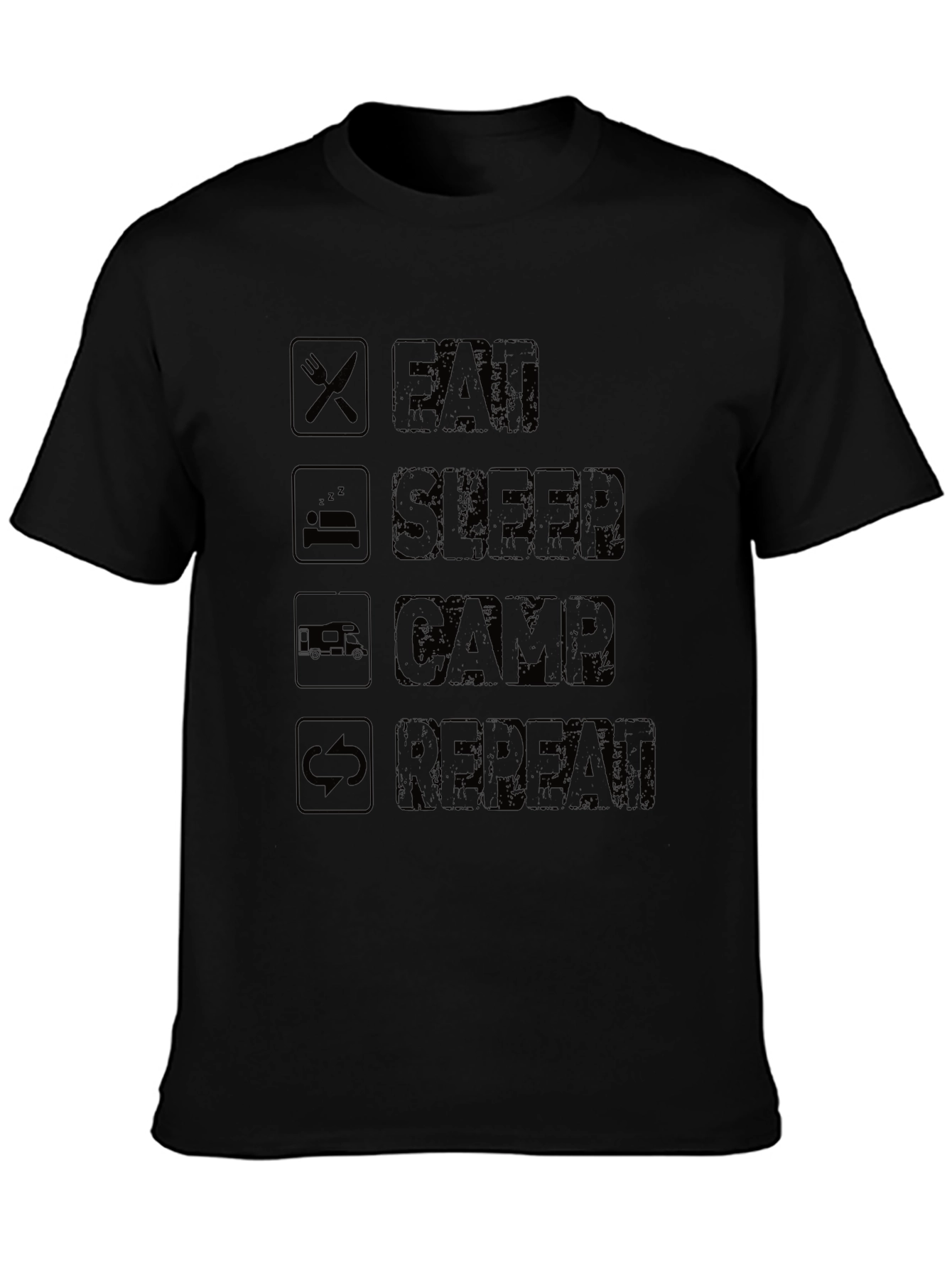 Eat Sleep Camp Repeat Black T-Shirt