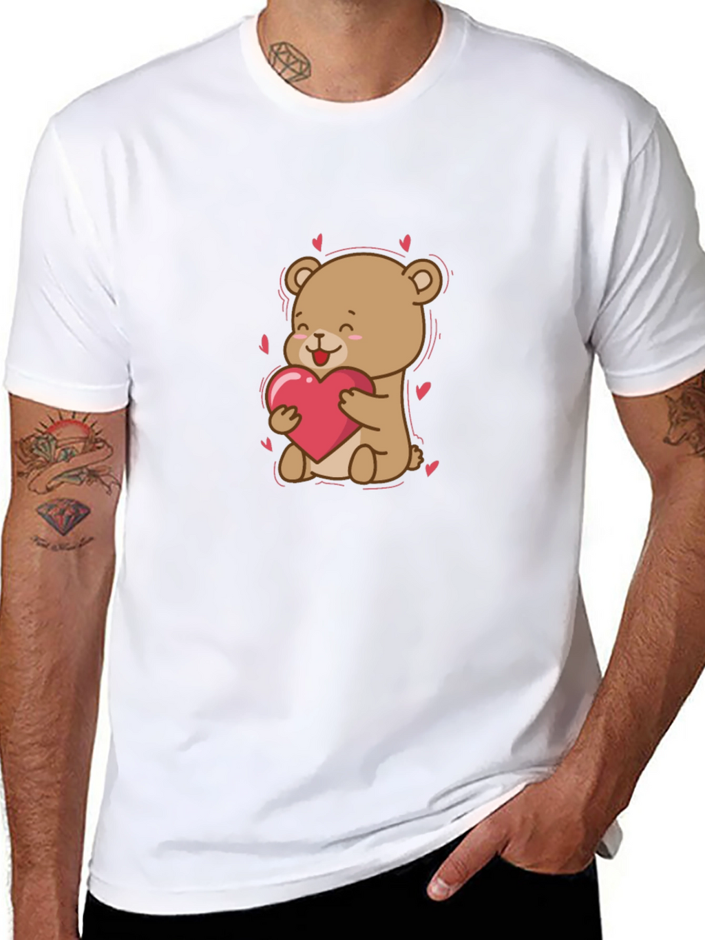 Cute Bear Holding Heart Graphic T-Shirt