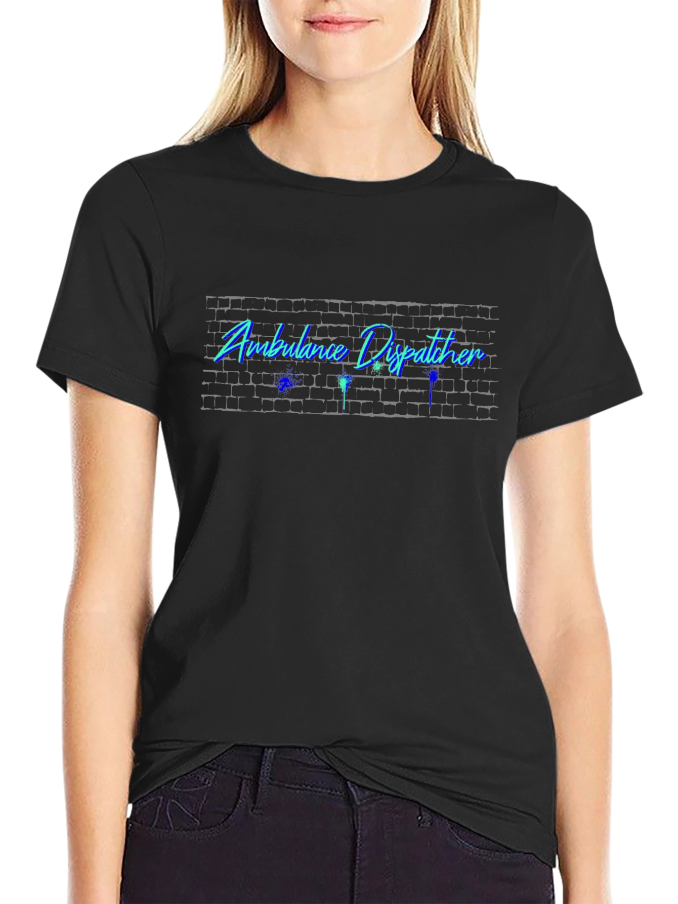 Ambulance Dispatcher Brick Wall Neon Style T-Shirt