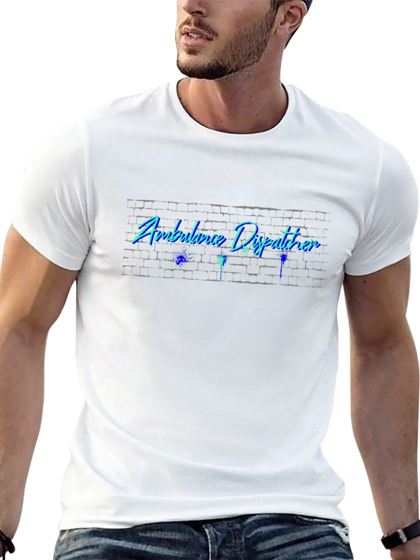 Ambulance Dispatcher Brick Wall Neon Style T-Shirt