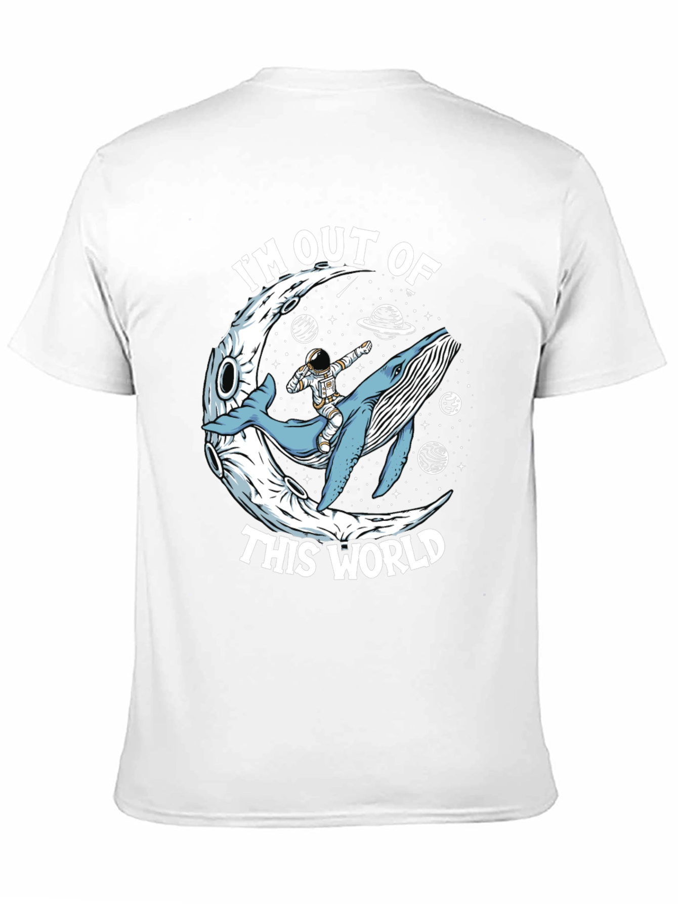 Out of This World Graphic Tee - Astronaut Whale Moon Design