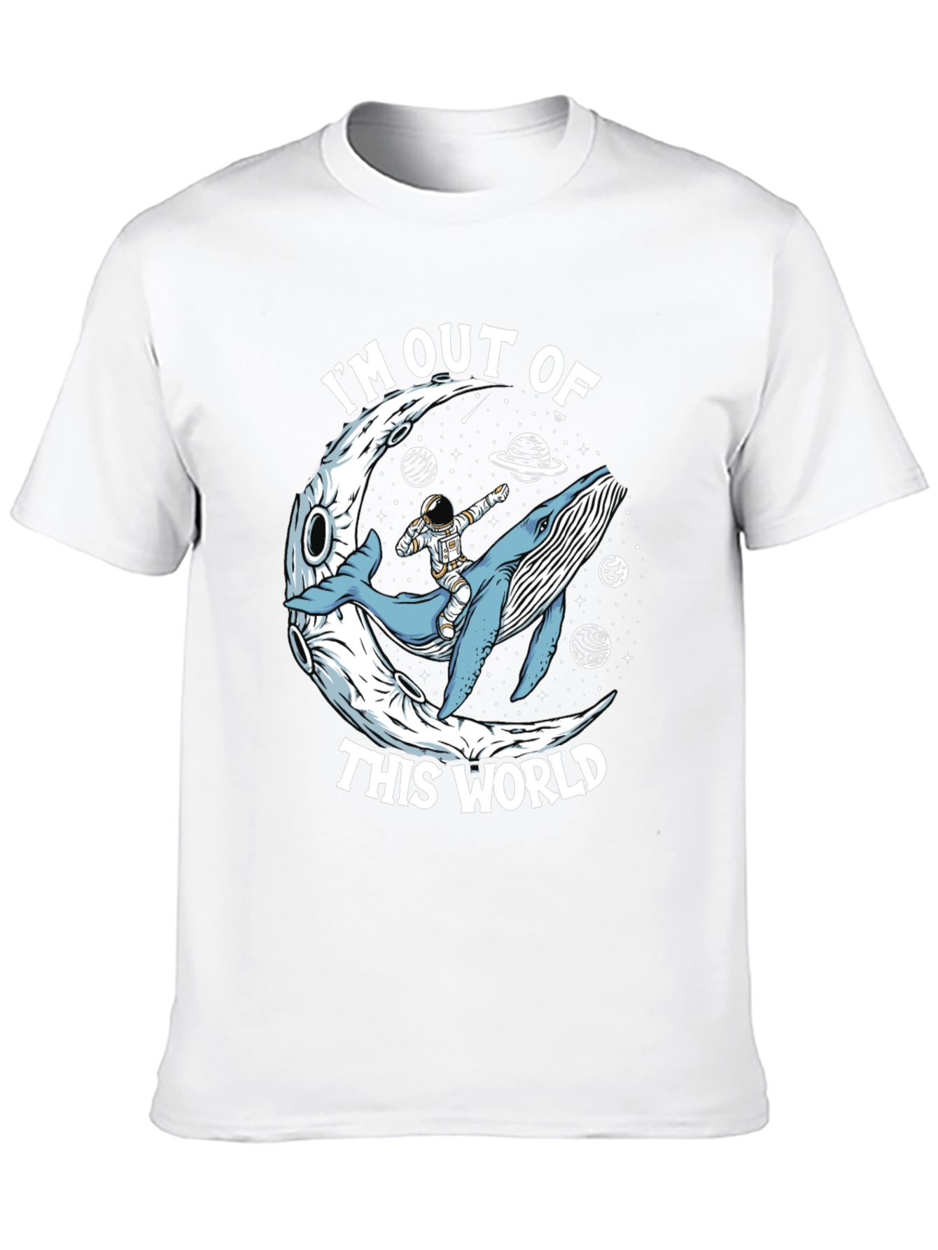 Out of This World Graphic Tee - Astronaut Whale Moon Design