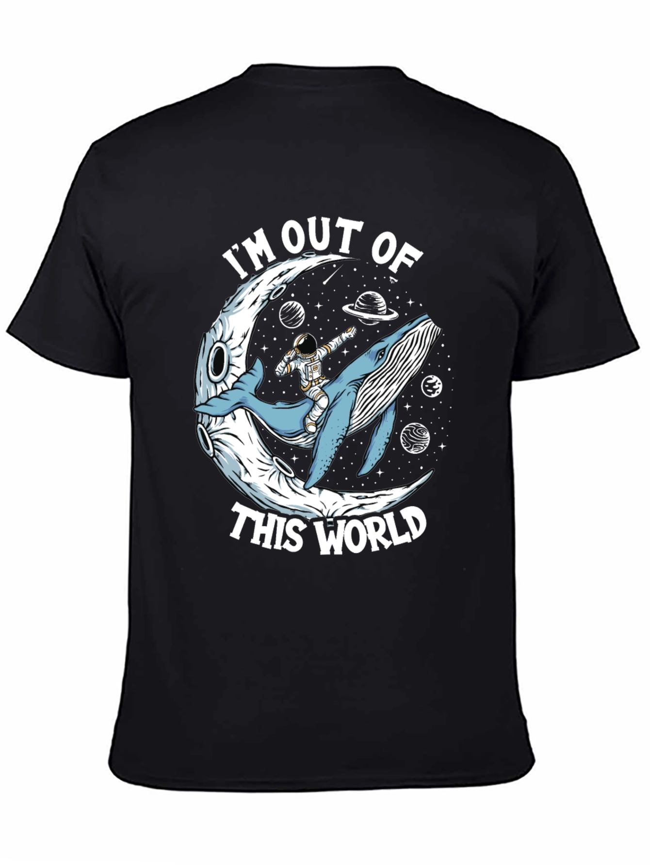 Out of This World Graphic Tee - Astronaut Whale Moon Design