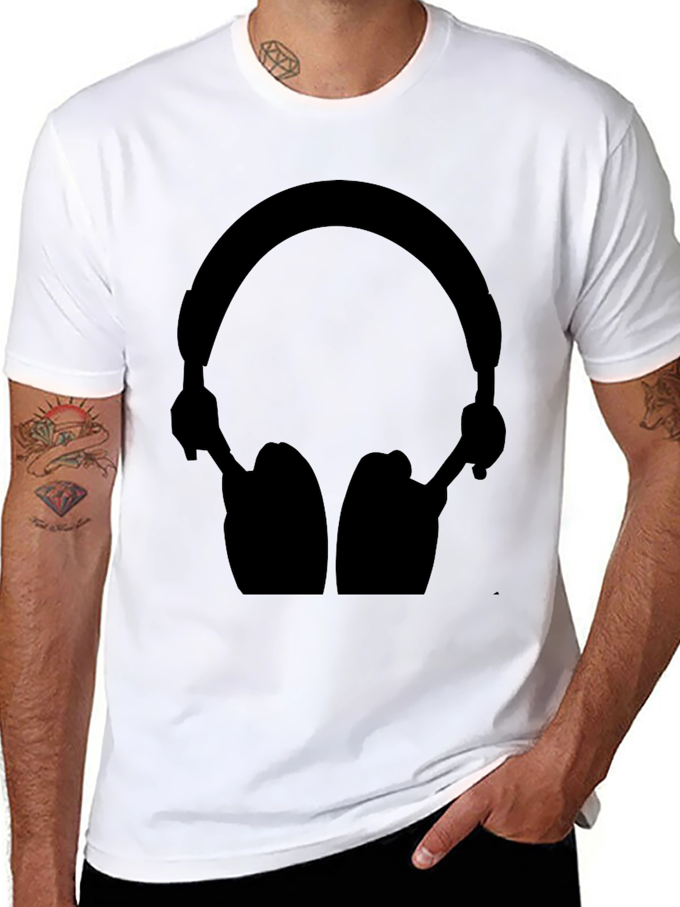Black Headphone Graphic Tee - Stylish Audio Lovers Shirt