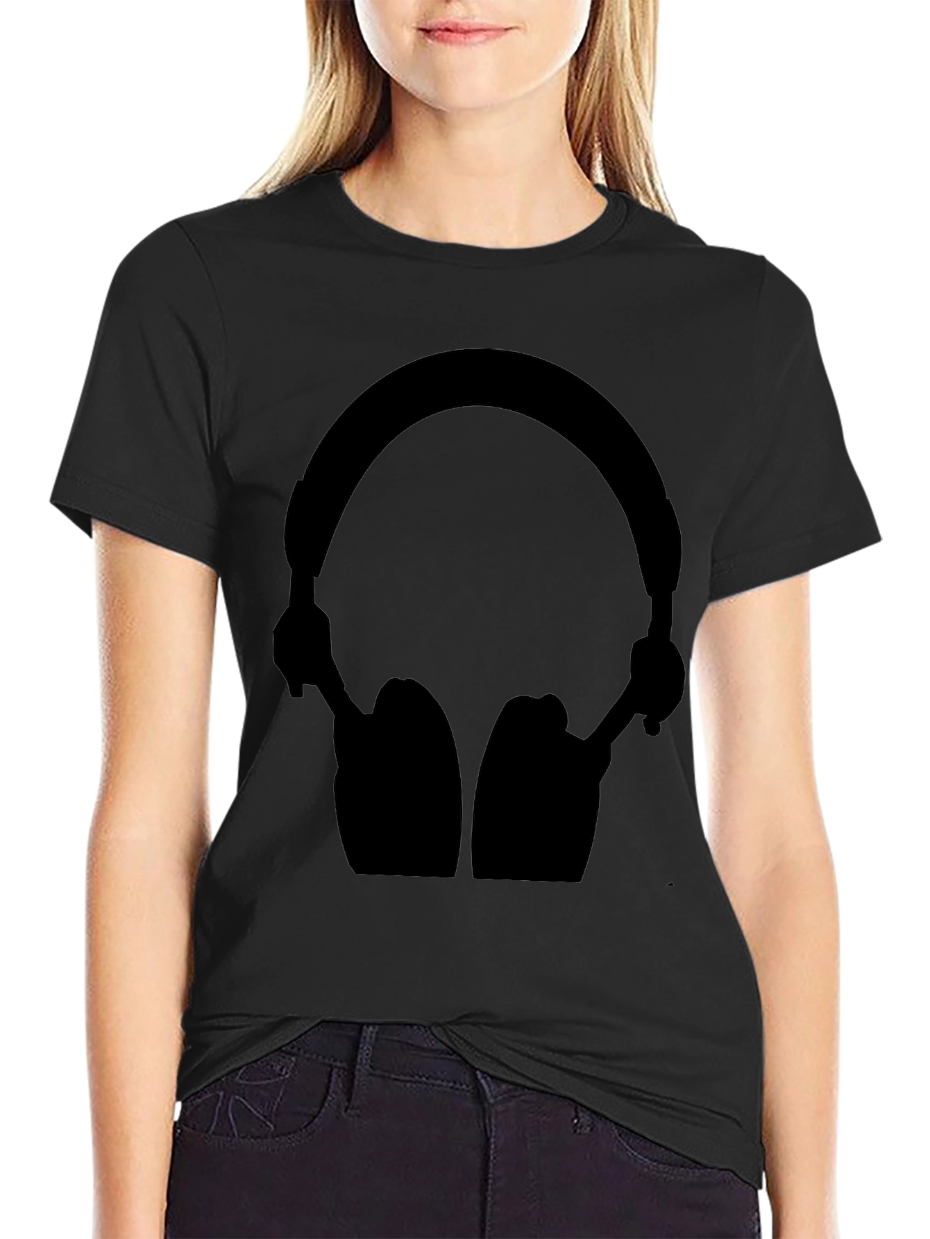 Black Headphone Graphic Tee - Stylish Audio Lovers Shirt