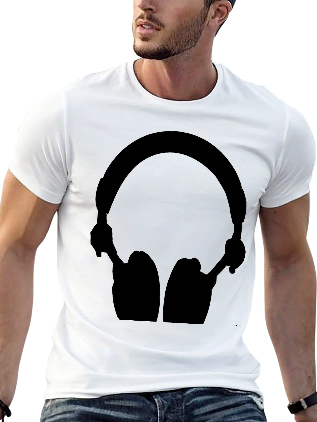Black Headphone Graphic Tee - Stylish Audio Lovers Shirt